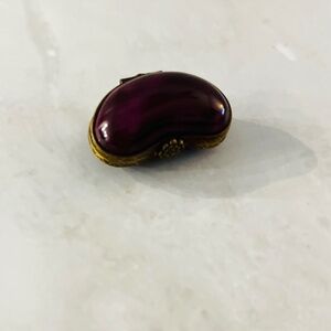 Authentic Limoges Kidney Bean Box Peint Main | Miniature Legume France | Purple